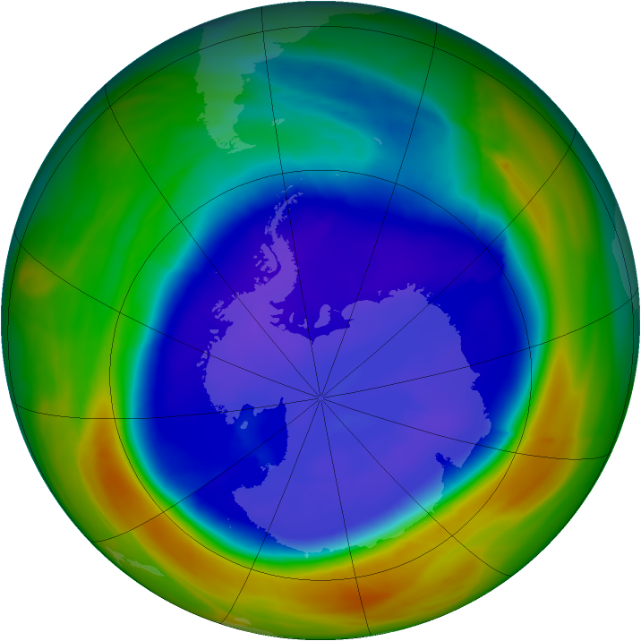 Antarctic ozone map for 11 September 2007
